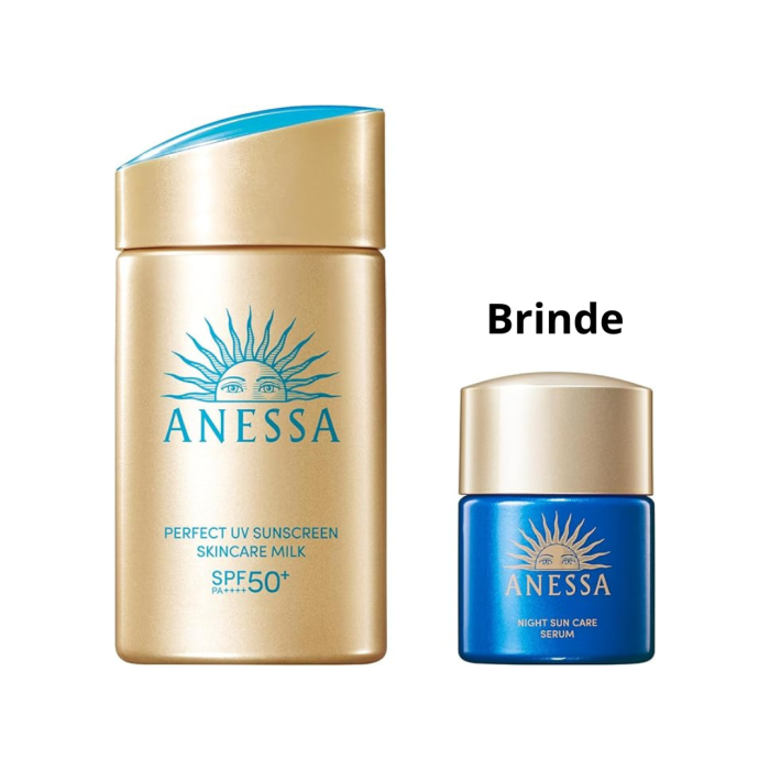 Protetor solar Perfect UV Sunscreen Skin Care Milk SPF50+ PA++++ ANESSA Shiseido 60ml + Brinde Serum Cuidados para noite Night Sun Care 15ml - Imagem 1
